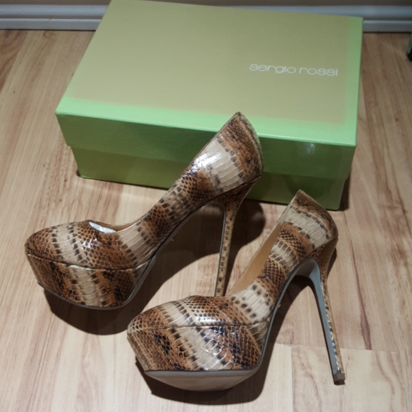 Sergio Rossi Snakeskins Peep Toe pump 38.5 - Picture 2 of 7